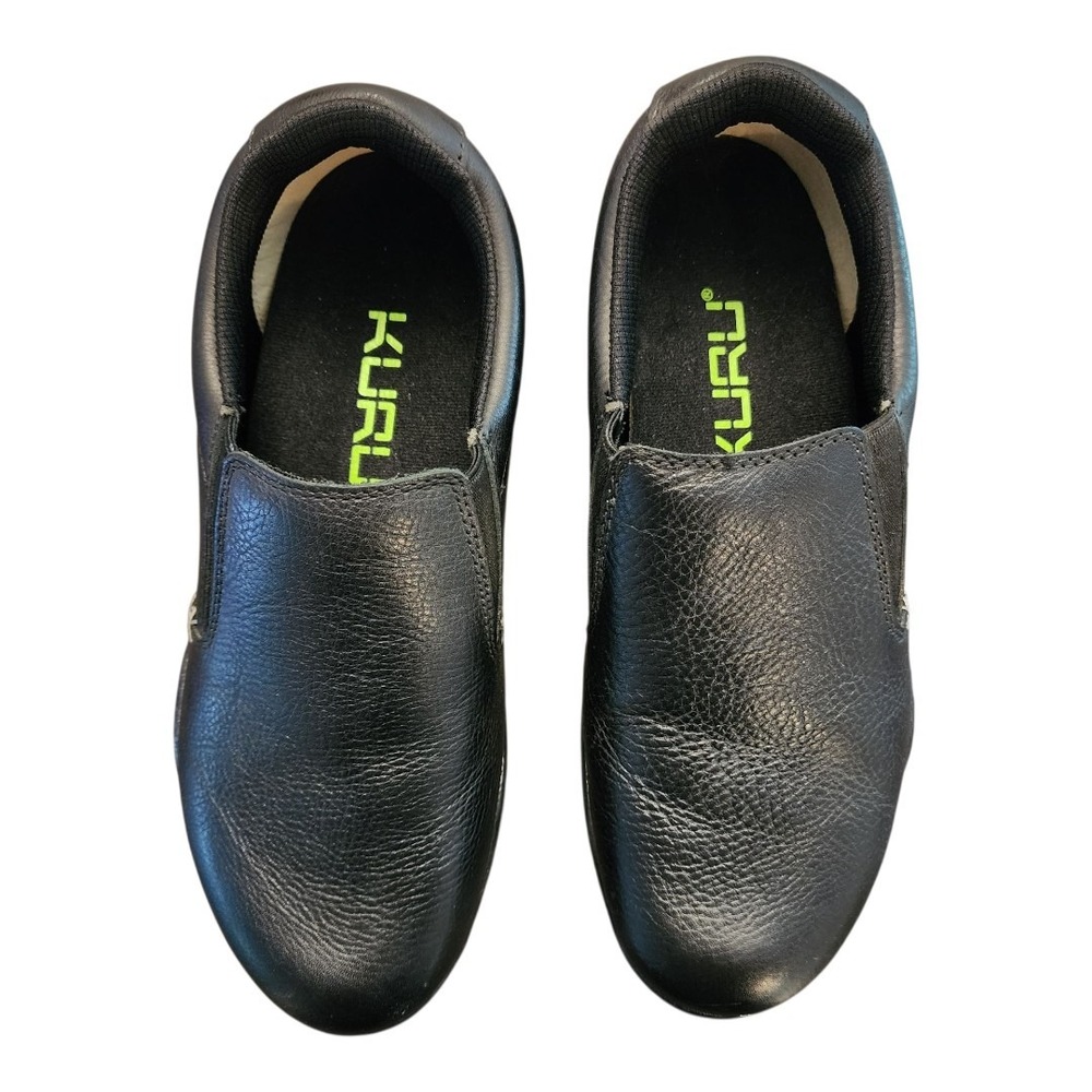 Kuru Black Leather Slip On‎ Comfort Shoes Womens Size 10 Medium Casual Walking